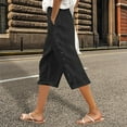 thumbnail image 5 of Gyexs Striped Linen Pants Women Linen Capri Pants Lightweight Spring Summer Pants for Women 2025 Ladies Pinstripe Pants Black, 5 of 5