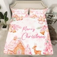 thumbnail image 2 of Castle Fairy Animal Deer 3pcs Twin Sheet Sets,Merry Christmas Twin Fitted Sheet,Gingerbread Man Breathable Flat Sheet,Ultra Soft Xmas Home Decor, 2 of 7
