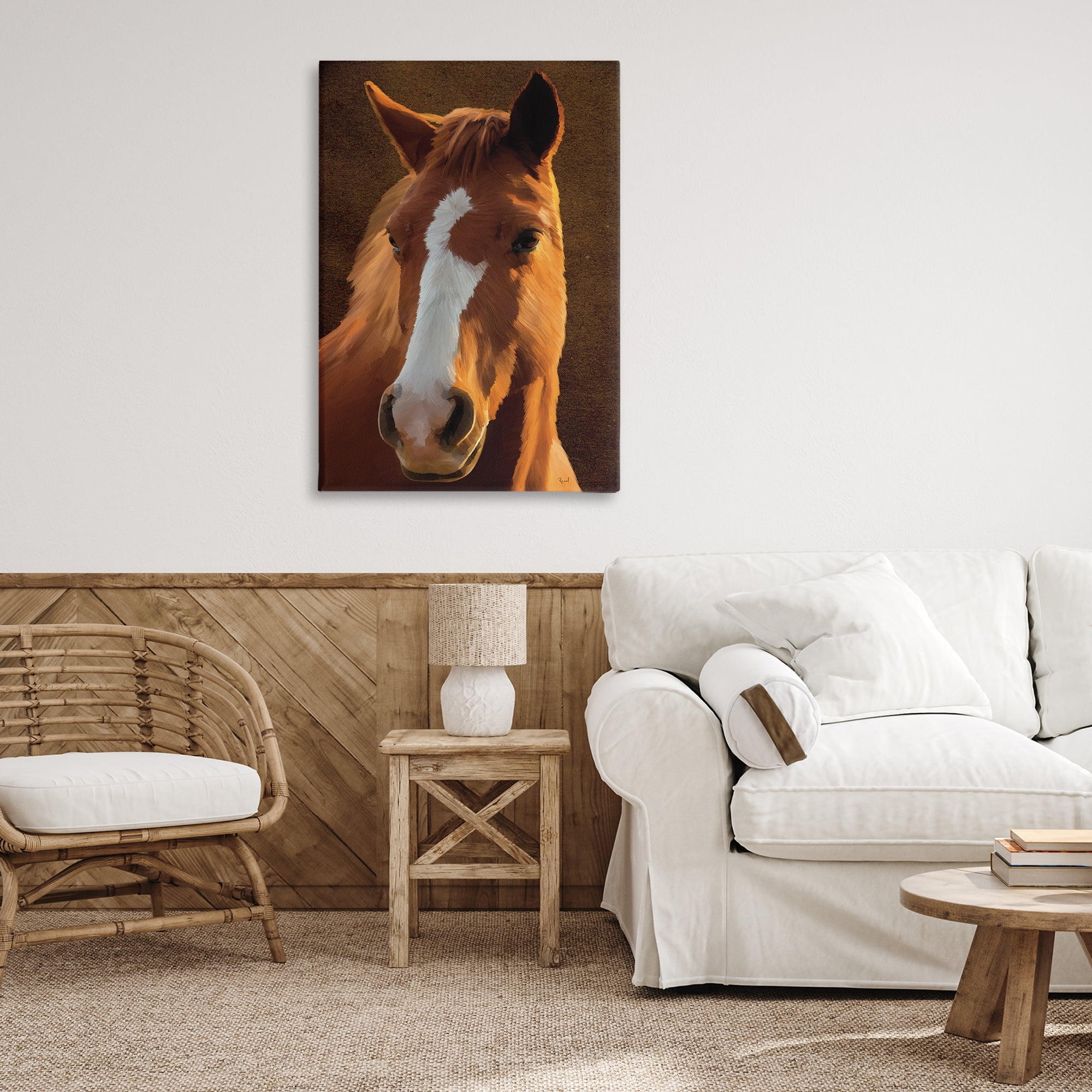 Stupell Industries Bella Brown Horse Face Animals Painting Wrapped Canvas Art Print Wall Art, 24 x 36