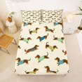 thumbnail image 4 of Manfei CuteDog Queen Sheets, Dachshund Lover Queen Sheet Sets, Cream, 4-Piece, 1 Flat Sheet, 1 Fitted Sheet and 2 Pillowcases, 4 of 6
