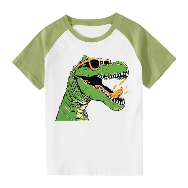 RXIRUCGD 2025 Vêtements d'Été pour Enfants Tout-Petits Garçons Filles Mode Mignon Col Rond Imprimé Manches Courtes Haut