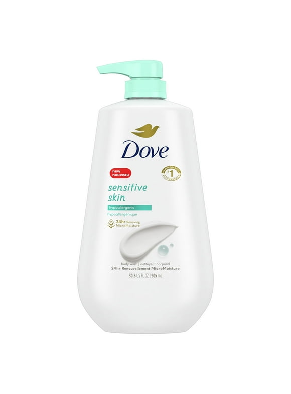 Dove Sensitive Skin Long Lasting Gentle Hypoallergenic Body Wash, 30.6 fl oz