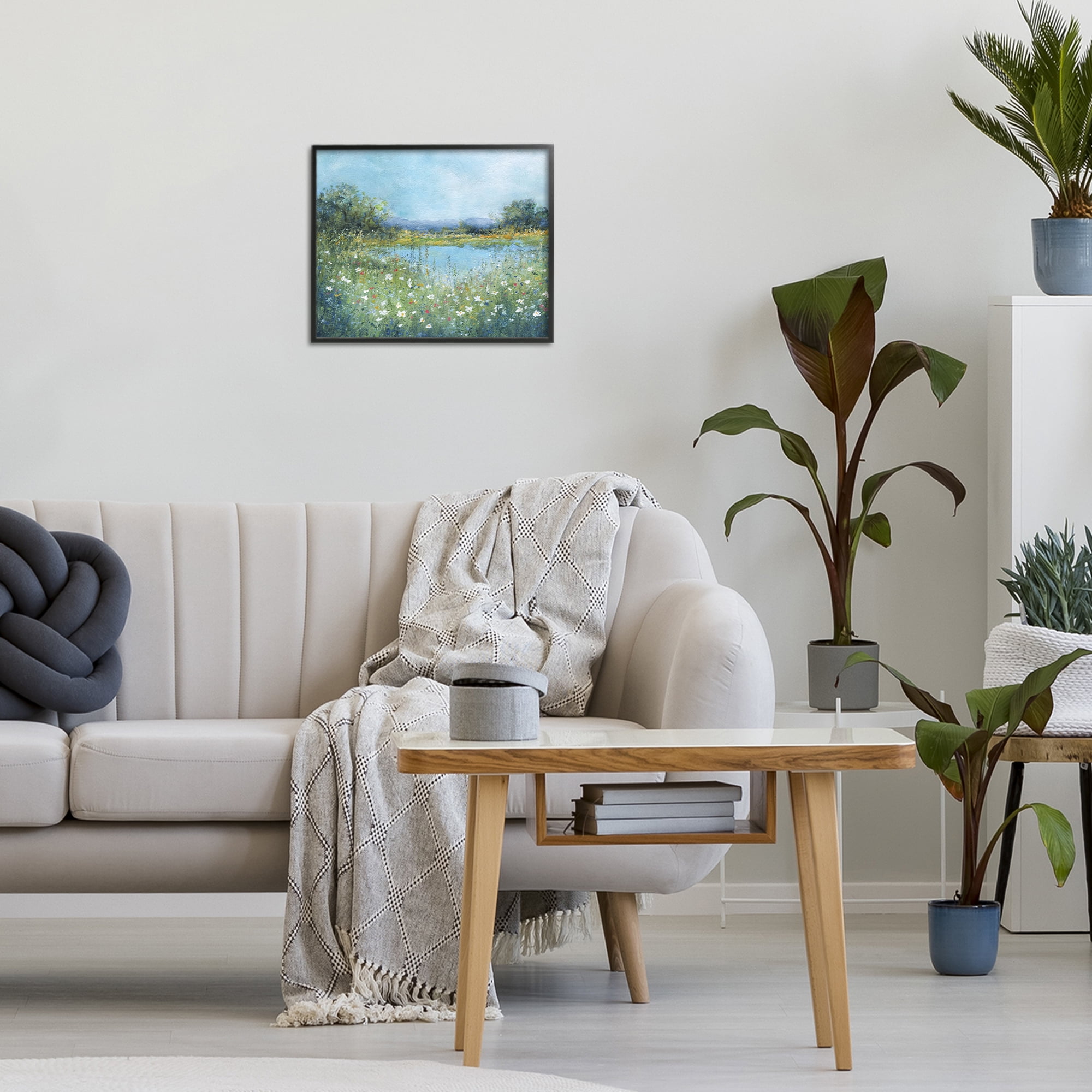 Stupell Industries Impressionist Meadow Surrounding Pond Black Framed Giclee Art, design by Carol Robinson