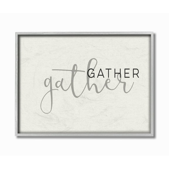 The Stupell Home Decor Gather Typography Gray Framed Texturized Art
