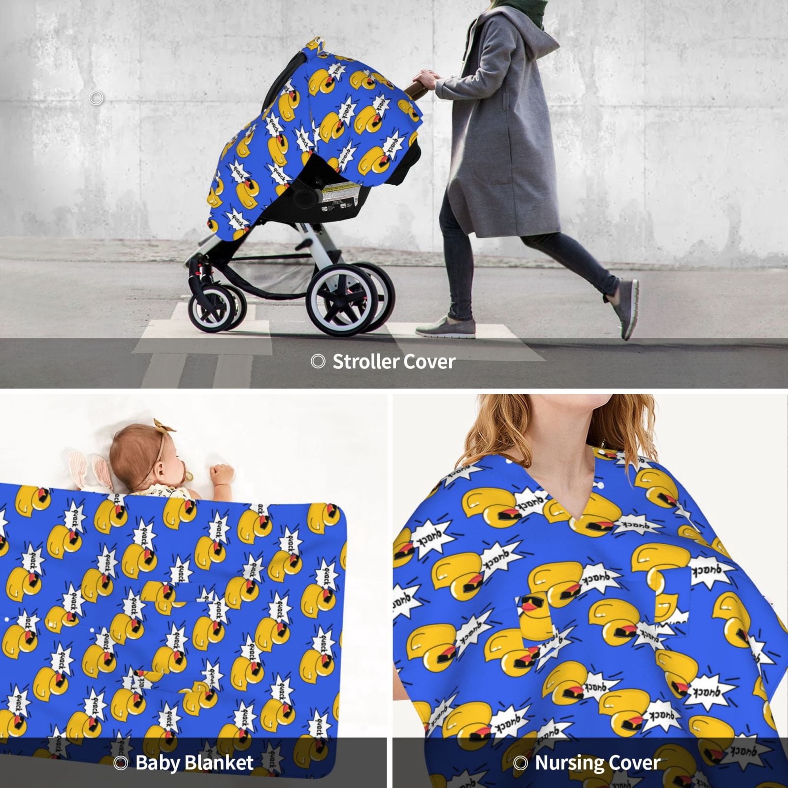 Car Seat Cover Baby - Funny Cartoon Cute Duck_A Breathable Infant Car Seat Cover for Baby Carseat, Lightweight Comfort Baby Essentials Must Haves Newborn Stuff for Girl Boy