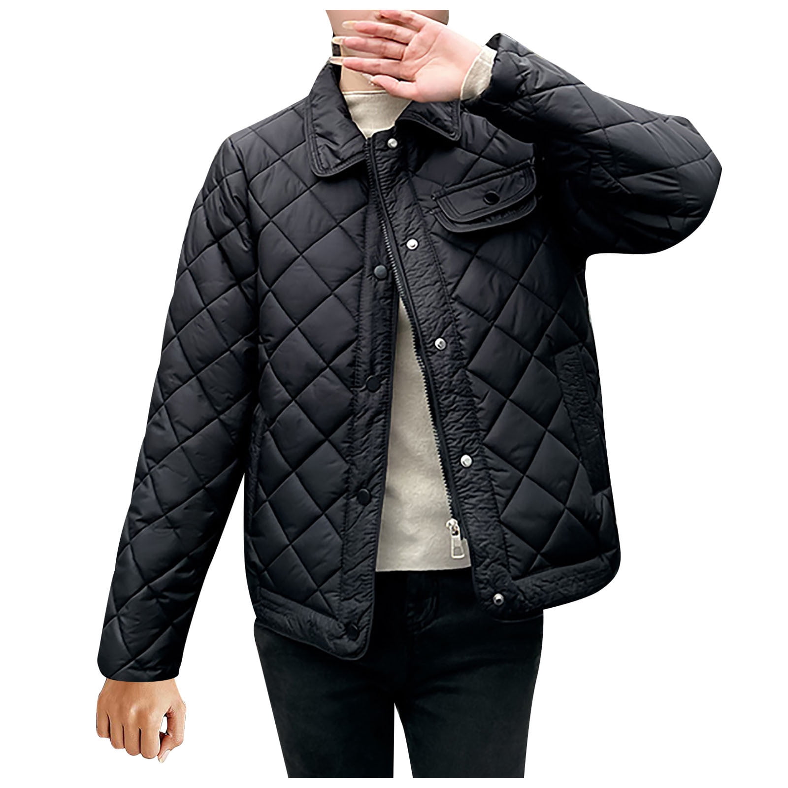 UPPADA Women's Stand Collar Fall Coats Lightweight Quilted Puffer