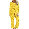 thumbnail image 2 of Clothing Women'S Printing Round Neck Short Sleeve Sleepshirt And Pants Sets Loungewear Pajamas With Pockets Yellow L, 2 of 6