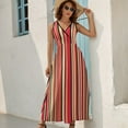 thumbnail image 3 of Maxi Dress Yellow Red Black Striped Dress Female Abstract Art Trendy V Neck High Waist Korean Fashion Boho Beach Long Dresses, 3 of 7