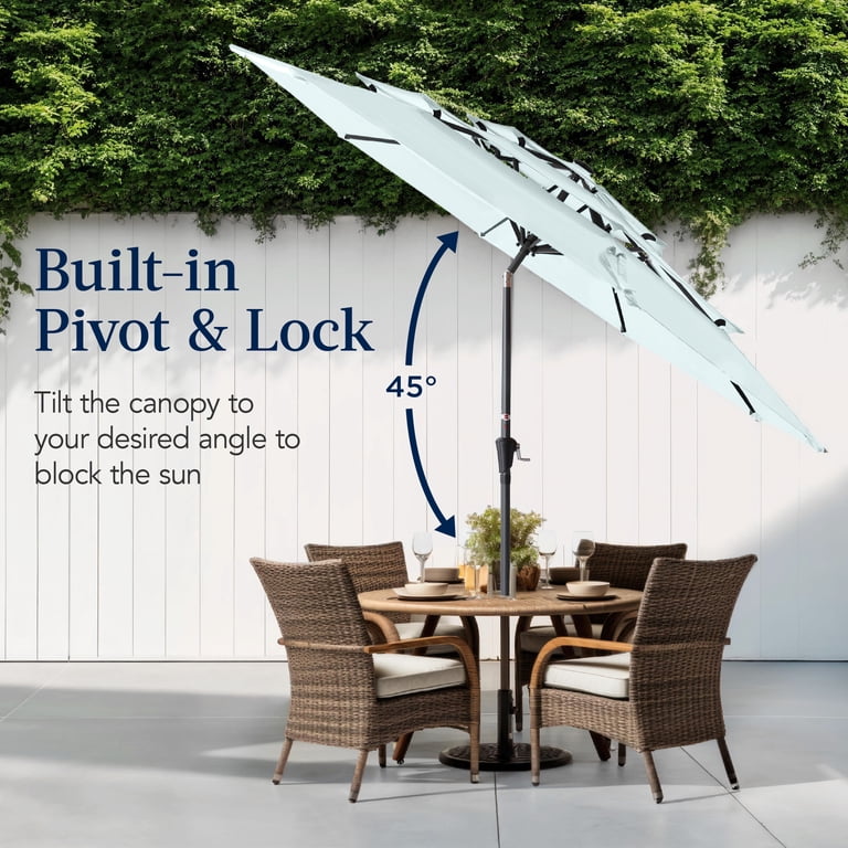 best 3 tier patio umbrella 10 FT Umbrella, Outdoor Table with 8 Sturdy Glass Fiber Ribs and Push Button Tilt, Outdoor Patio Umbrellas for Market Pool Garden Backyard, 1.5" Pole, Champagne ( and more Costway 10ft 3 Tier Patio