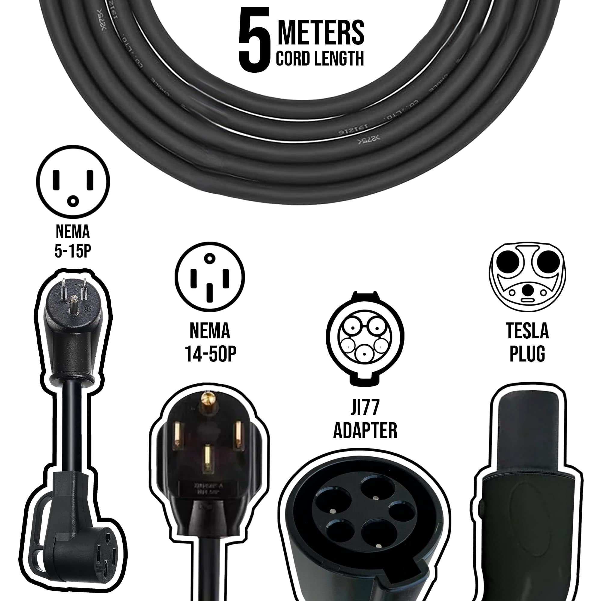 Tesla Mobile Charger 40A / 32A / 16A Up to 30 mi/h with Scheduled Charging, Level 2 NEMA 14-50, J1772 Adapter, Portable EV Fast Charging Station Connector for Model 3, Y, S, X by Elecktrik (40 Amp)