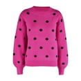 thumbnail image 5 of Hpapadks Women's Sweaters Winter Long Sleeved Casual Polka Dot Pullover Knitted Sweaters Womens Sweater Hot Pink M, 5 of 5