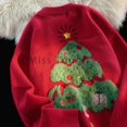 thumbnail image 2 of Suéteres de punto para mujer, Tops con estampado de Navidad para parejas, suéter holgado elegante Y2k, ropa elegante Retro coreana para mujer, invierno, 2023, 2 of 5