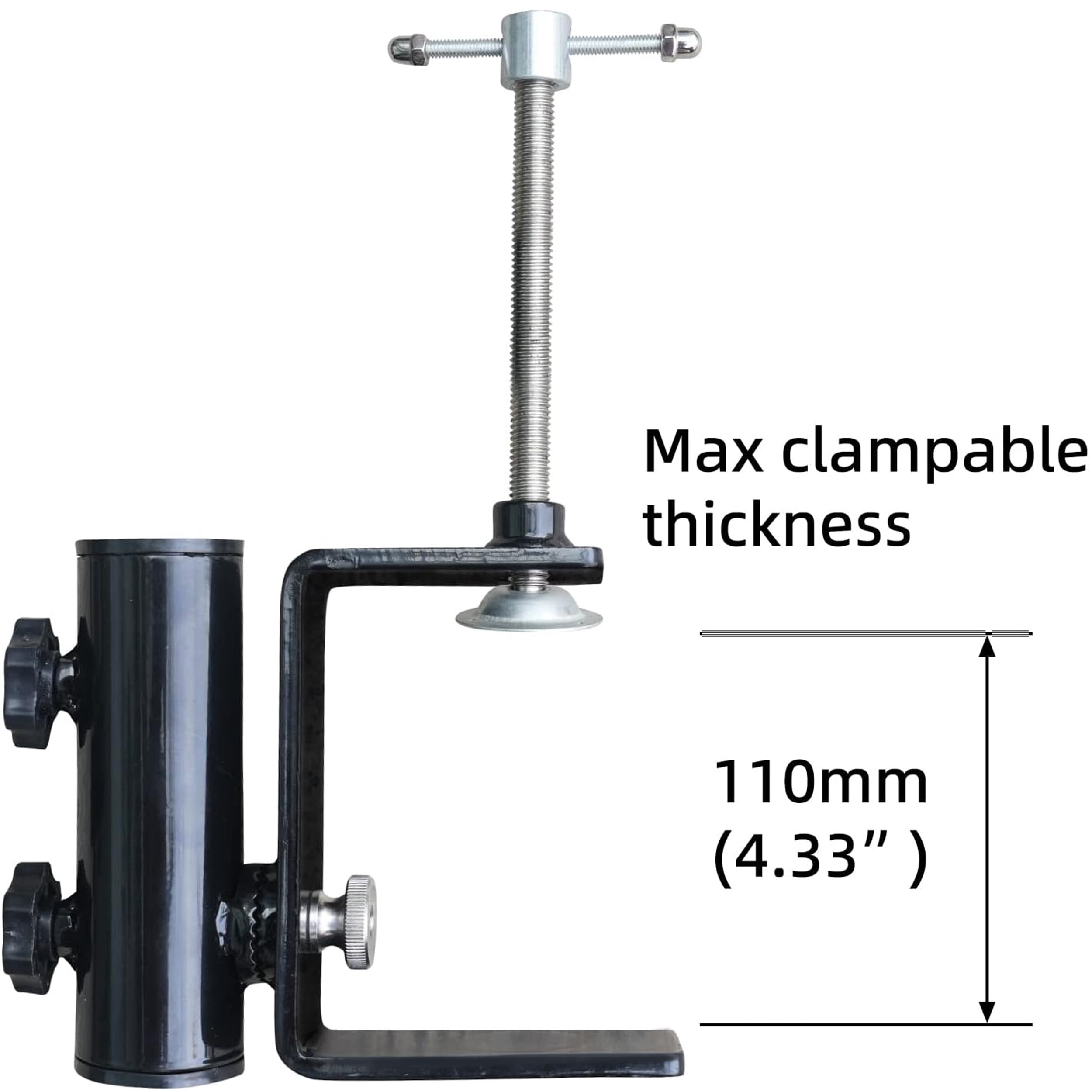 AMMSUN Heavy Duty Patio Umbrella Clamp Steel Holder for Square Balcony Rail Fence Outdoor Use,Black