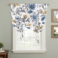 thumbnail image 2 of Yellow Blue Flower Tie Up Curtain 45 Inches Long, Vintage Floral Balloon Style Kitchen Window Curtain Over Sink, Small Window Rod Pocket Curtain 34"x45", 2 of 9