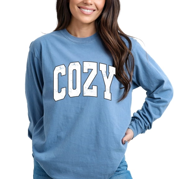 Cozy Worn Varsity - Women's Garment Dyed Long Sleeve