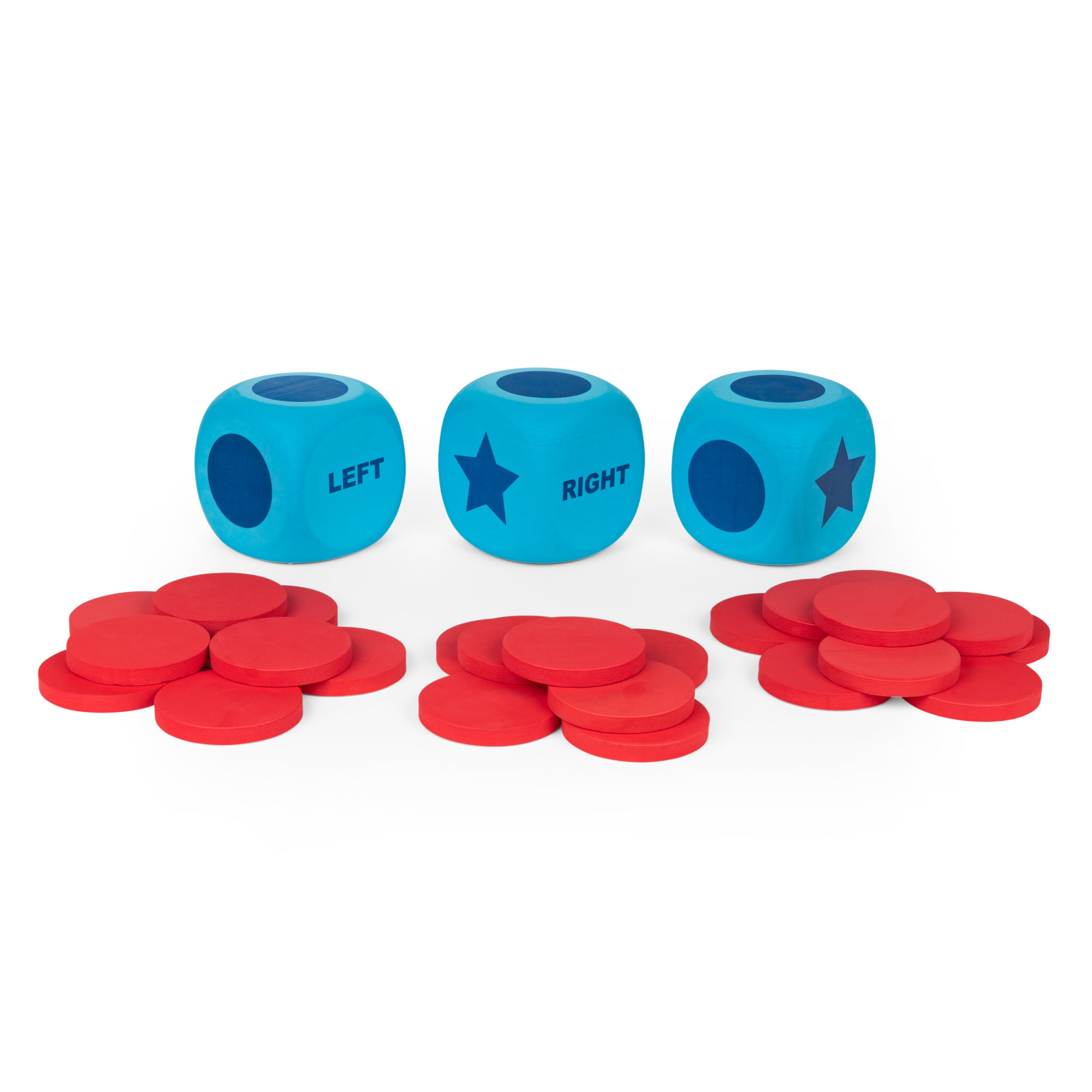 PassPlay: The Game of Left Center Right géant, le jeu de dés classique avec de gros dés surdimensionnés pour les enfants, les familles et les adultes à partir de 6 ans.