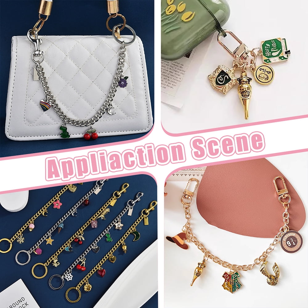 DIY Keychain Making Kit Including Zinc Alloy Enamel Pendants Brass Paperclip Chains Alloy Swivel Snap Hook Clasps Carbon Steel Jewelry Pliers