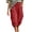 Red, variant on THNCYX Women Solid Color Elastic Waist Casual Workwear Pants With Drawstring Pockets Straight Leg Trousers