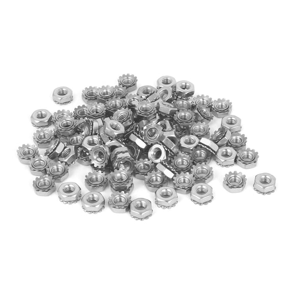 10#-32 Tuercas de Kep de Acero Inoxidable 304 con Dientes Externos, Tuercas de Bloqueo, Tono Plateado, 100 Pcs