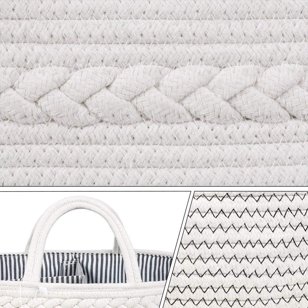 Top Baby Shower Basket Conthfut Baby Diaper Caddy Organizer 100/% Cotton Canvas Stylish Rope Nursery Storage Bin Portable Tote Bag /& Car Organizer For Changing Table