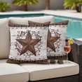 thumbnail image 4 of Texas Star Vintage Outdoor Waterproof Pillow Covers, Red Berry Retro Art Brown White Wooden Decorative Square Throw Pillowcase Sofa Cushion Sham for Patio/Couch/Chair, 16"x16" 2 Pack, 4 of 8