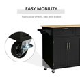 thumbnail image 6 of Spaco Mobile Kitchen Island with Storage and Storage Drawers, Kitchen Cart with Wood Top and 3-door Cabinets, Storage Cabinet with Adjustable Shelves for Indoor as Kitchen, Bar, Dining Room, Black, 6 of 7