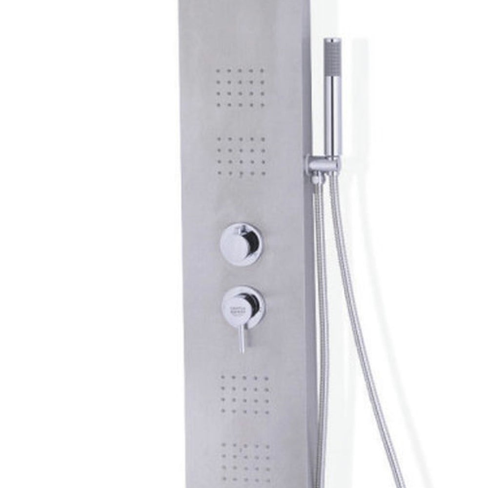 Finihen Shower Panel, Shower Panel Tower System, 55 Inch Brushed Stainless Steel Shower Panel with Hand Shower, Silver