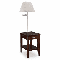 Leick Home Laurent Solid Wood Side Table with Swing Arm Lamp and Drawer, Chocolate Cherry