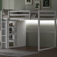 thumbnail image 3 of Harper & Bright Designs Full Loft Bed with Wardrobe and LED Lights, Wood Loft Bed Frame with Storage Shelves and Bookcase, White, 3 of 12