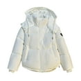 thumbnail image 1 of Lovzfmll Manteau d'Hiver pour Femme, Décontracté Ample à Capuche à Revers Col Rond Épais Court Blanc, m, 1 of 3