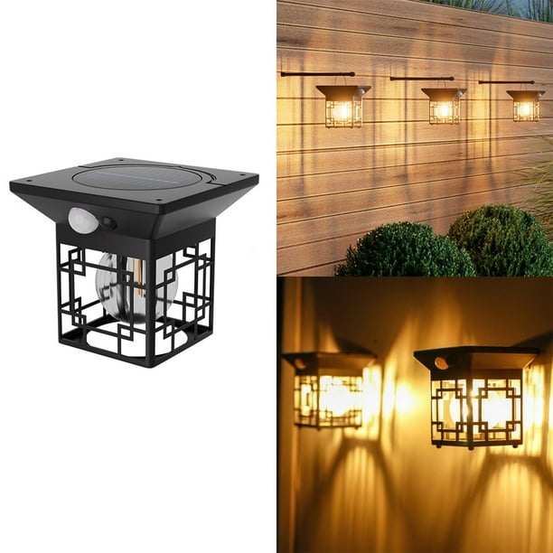 Luces de pared solares para jardín al aire libre | Sensor de movimiento | Panel solar policristalino de ahorro de energía | ABS+PC resistente a la intemperie | Blanco cálido | Decoración de Villa