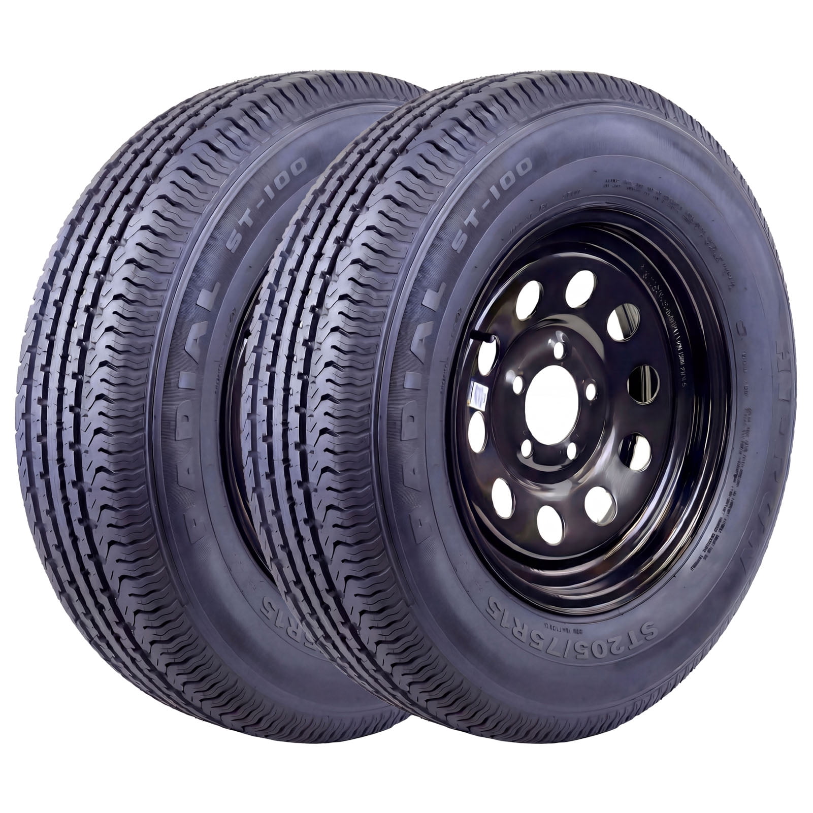 Hi-Run 2 Set ST100 ST205/75R15 8PR 107M Trailer Tire & 15X5 5 Lugs