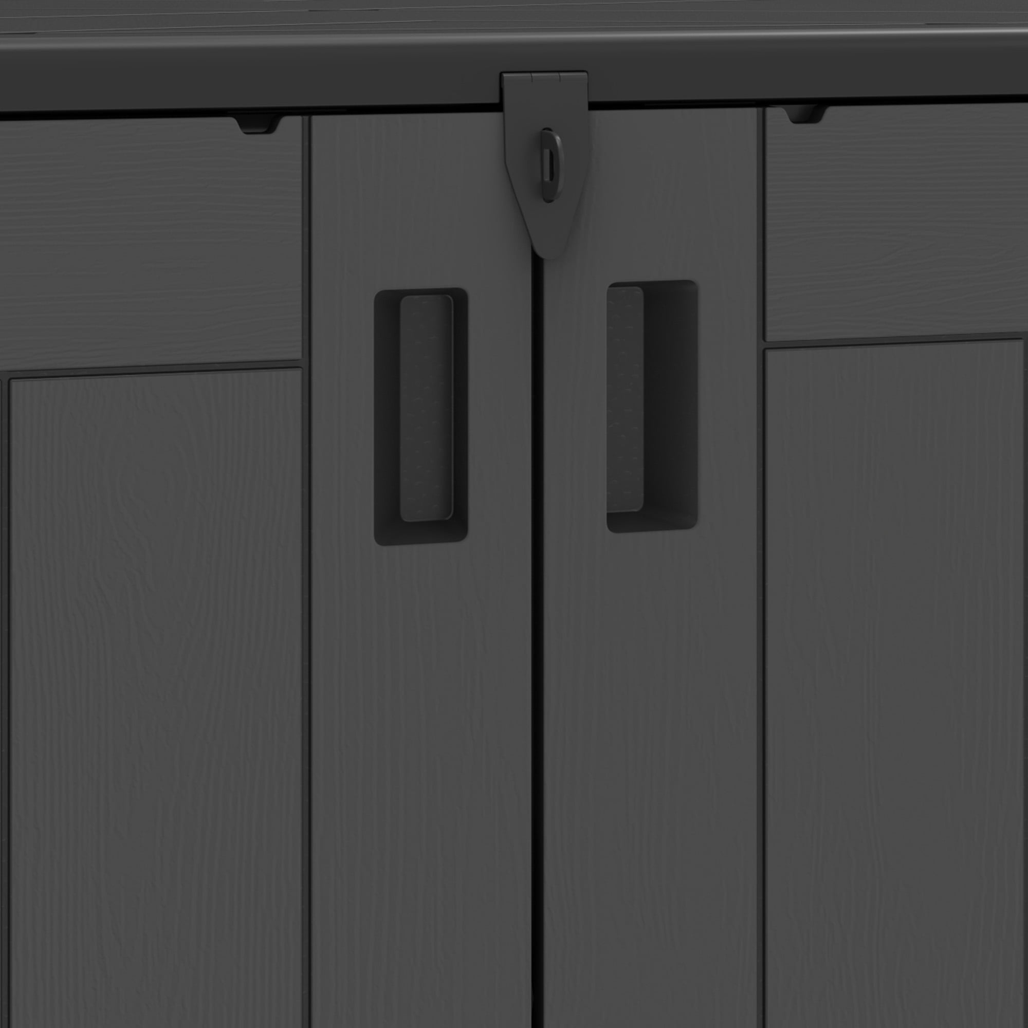 Uforic Resin Storage Cabinet Outdoor, 30 Cu Ft Outdoor Storage Shed for Backyard/Garden, Dark Gray & Black