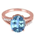 thumbnail image 5 of Mauli Jewels Rings for Women 3.3 Carat Oval Shaped Blue Topaz and Diamond Ring 4-Prong 10K Rose Gold, 5 of 6