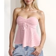 thumbnail image 2 of Bovemsi Women's Tanks & Camis Tie Front Ruched Tube Top Strapless Flared Peplum Bandeau Tops Camisoles for Under Clothes, 2 of 6