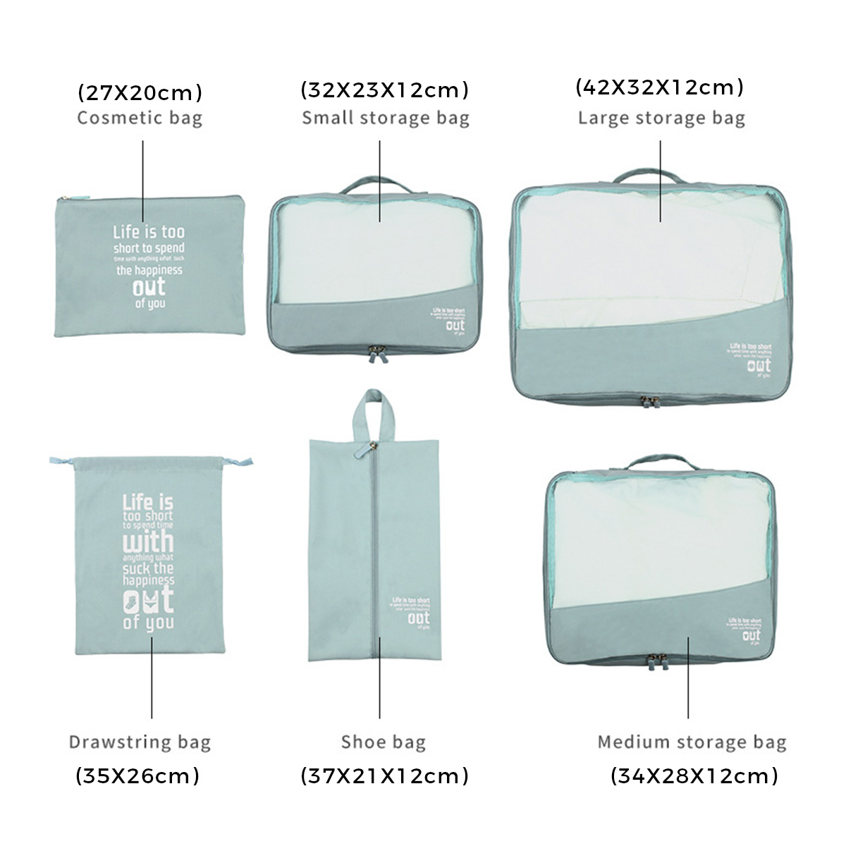 AUXDIQ 6 PCS Packing Cubes for Suitcase Travel Luggage Organizer Bags Set Packing Organizers Compression Suitcase Bag Travel Essential Bag