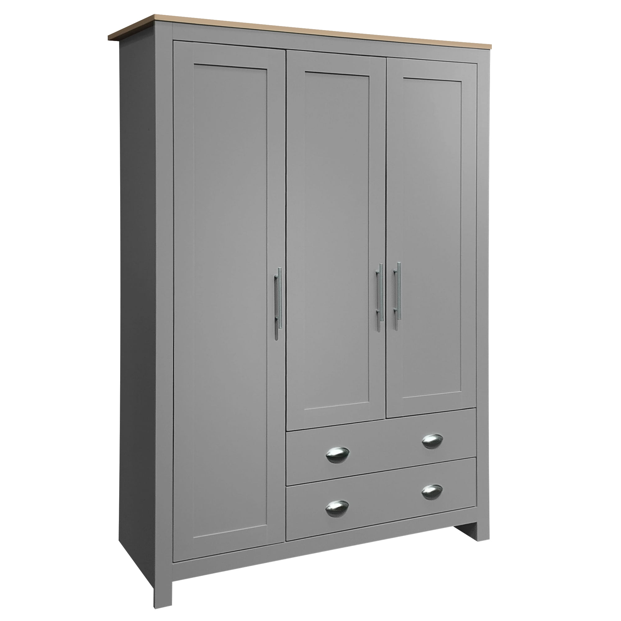 EUROCO 67.9” Modern Armoire Wardrobe, 3 Door Cabinet Storage Closet with Clothing Rods Adults, Gray