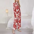 thumbnail image 4 of Kll Hearts Print Women'S Long Sleeve Pajamas With Pants Sleepwear Loungewear 2 Set-Large, 4 of 9