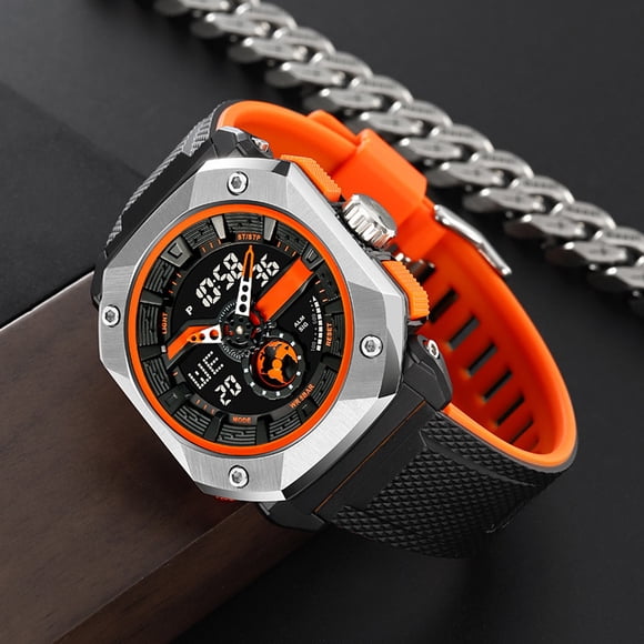 Reloj Para Hombre, Elegante Luz Nocturna LED, Movimiento Electrónico, Reloj Deportivo Para Escalada, Senderismo, Pesca, Uso Diario