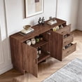 thumbnail image 4 of 59" Mid Century Modern Buffet Cabinet with Storage, Walnut Sideboard Credenza with 3 Drawers and Adjustable Shelf for Dining Room, 4 of 9