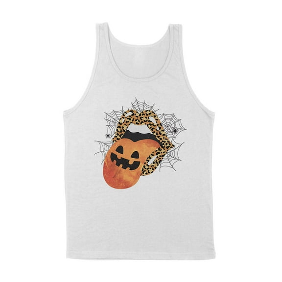 Pumpkin Lips Halloween Tank Top Unisex Large White