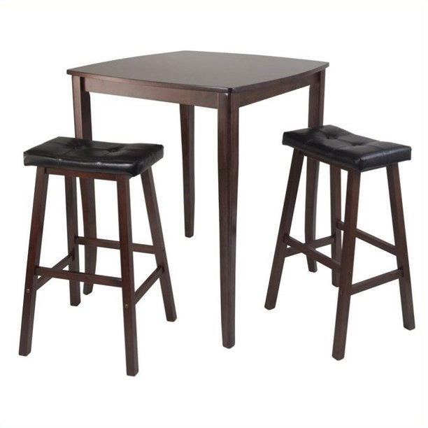 3Pc Inglewood High/Pub Dining Table with Cushioned Saddle Stool