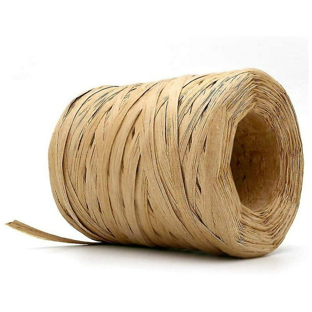 Cinta de papel de rafia natural de 200 m, cordón de papel de rafia, cordón de envoltura para proyectos artesanales, envoltura de regalos, tejido y jardinería