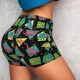 thumbnail image 4 of Lsque Geometric Dinosaur Pattern High Waisted Biker Shorts for Women-Tummy Control Fitness Athletic Workout Running Yoga Gym Shorts,Moisture-Wicking-Large, 4 of 9
