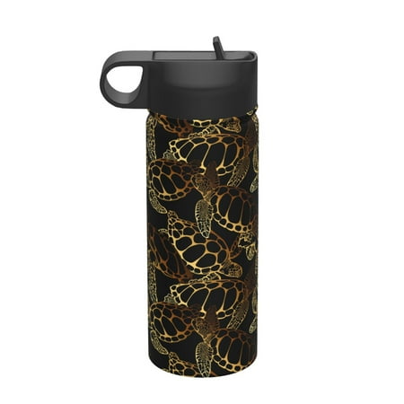 

Uemuo Sea Turtle With Ocean Print 18oz Sports Insulated Kettle Water Bottle Outdoor Sports Bottle Insulated Hydration Bottle with Handle & Flip Straw