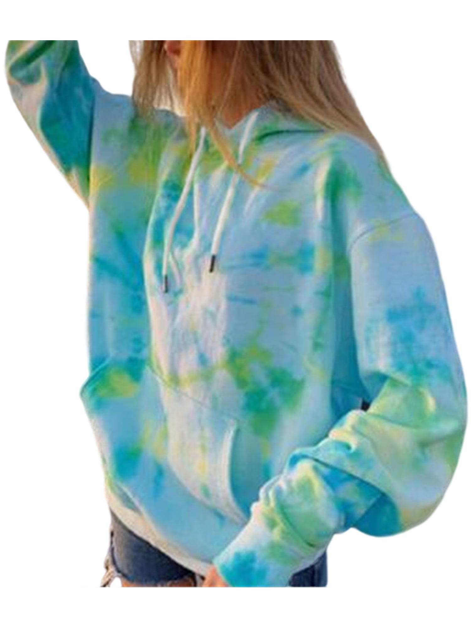 Forældet masse Messing Calzi Tie Dye Hoodie for Women Front Pocket Sweatshirt with Drawstring  Ladies Daily Work Office Comfy Tops Lounge Wear - Walmart.com