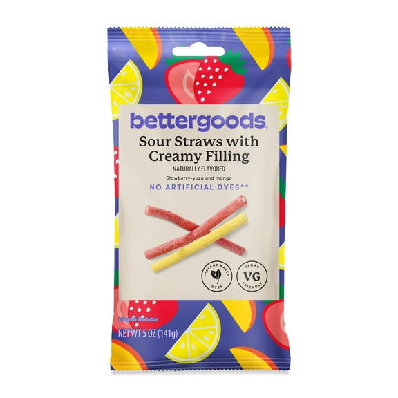 bettergoods Sour Gummy Straws with Creamy Filling, 5 oz