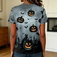 thumbnail image 7 of DORKASM Halloween Women's Shirts Round Neck Skeleton Trendy Tops Short Sleeve Funny Print Spooky Vacation T Shirt Ghost Graphic Fall Winter Fashion Blouse Dark Gray S, 7 of 7