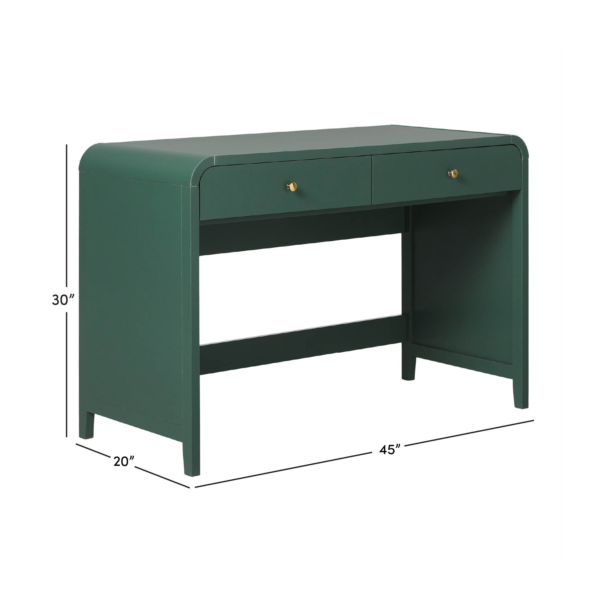 Walker Edison Modern Curve Design Writing Desk with Drawer, Green