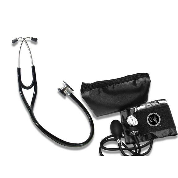 EMI Platinum Series Deluxe Black Cardiology Stethoscope ESC-333 AND EBD-217 Sphygmomanometer Set
